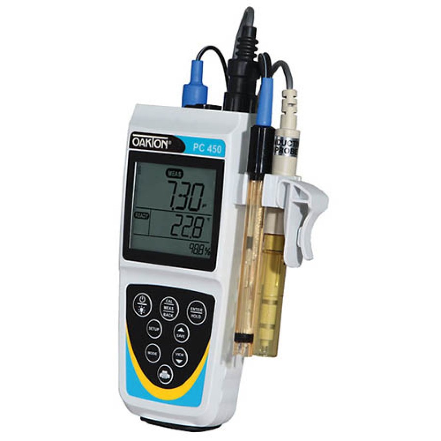 Oakton WD-35630-12 Eutech PC 450 pH/mV/Conductivity/TDS/Salinity/Temperature Meter with CON, ATC Probes