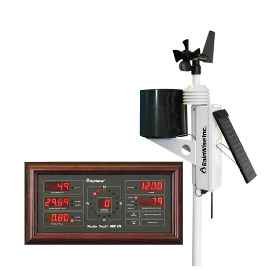 RainWise MK-III-RTI Solar Powered Wireless Pro Weather Station w/ Mahogany Base Unit